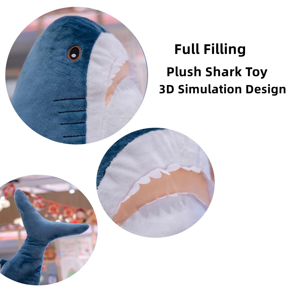 39.5-inch Plush Shark Toy Pillow, Giant Shark Stuffed Animal,Soft Shark Cushion Pillow Shark Plush Pillows,Chubby Stuffed Shark Toy - Children s Boys