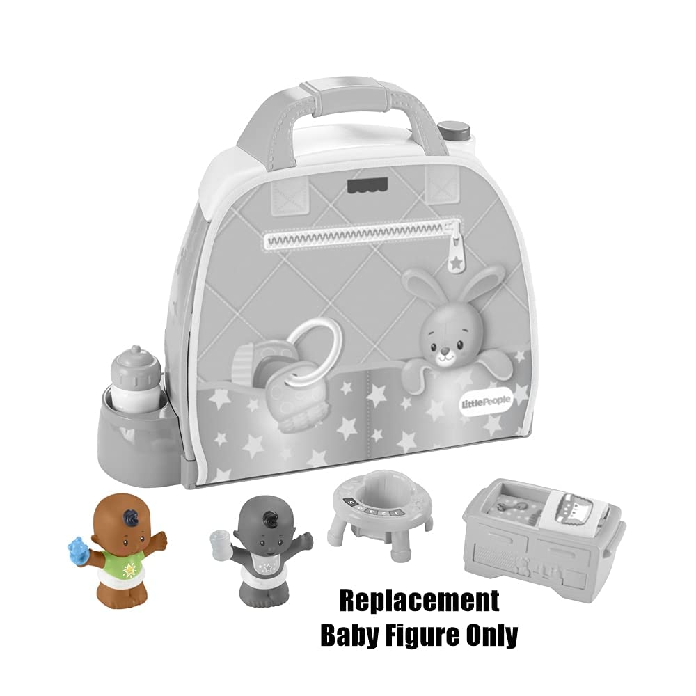 Replacement Figure for Little People African-American Cuddle 'n Play Babies Nursery - GPM35 ~ Replacement Baby ~ Black Hair, Green Star Shirt, Blue