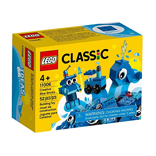 LEGO Classic Creative Blue Bricks 11006 Kids’ Building Toy Starter Set with Blue Bricks to Inspire Imaginative Play (52 Pieces)