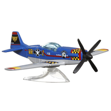 Matchbox Collectible Die-Cast Metal Sky Busters Inspired by North American P-51 Mustang Airplane - HLH99 ~ Blue, Silver and Yellow Single Seater