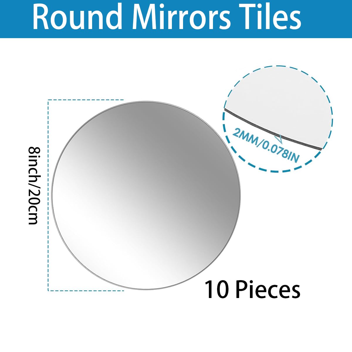 10PCS Round Mirrors for Centerpieces 8inch Circle Mirror Trays Plates for Table Centerpieces Wall Mirror Tiles for Candle Plates Birthday Wedding