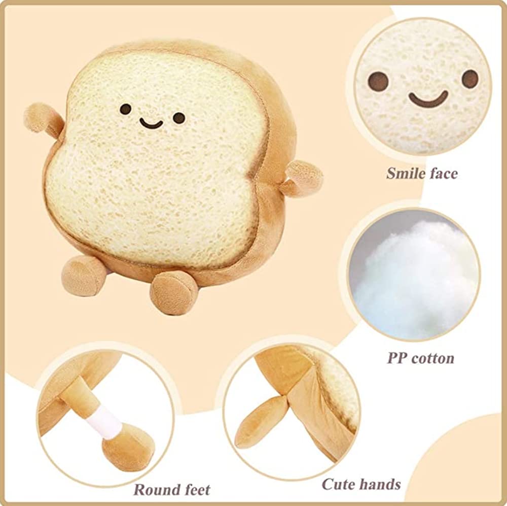 NatureMan Toast Bread Pillow,Funny Bread Shape Plush Toy Pillow, Small Cute Stuffed Plush Toast Sofa Pillow,Children's Adult Home Bedroom Decoration