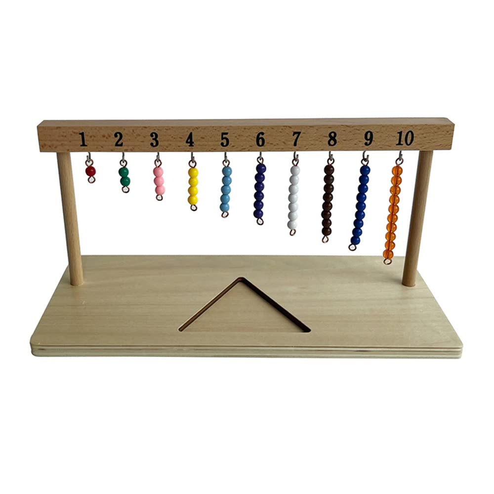 Kghios Montessori Math Toys Materials for Toddlers 1-20 Beaded Hanger Color Bead Stairs with Beads Montessori Mathematics Eductional Materials