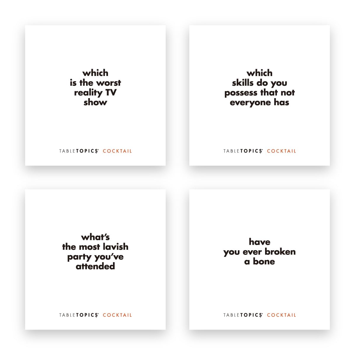 TableTopics Cocktail Party Question Card Game - 135 Conversation Starter Cards Featuring Questions, Facts, Quotes, and Mixed Drink Recipes, Fun Party