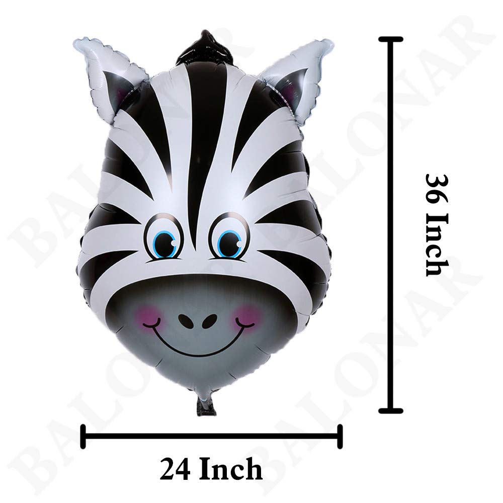 BALONAR 5pcs 32 Inch Tiger Lion Zebra Monkey Foil Balloons Animal Balloons