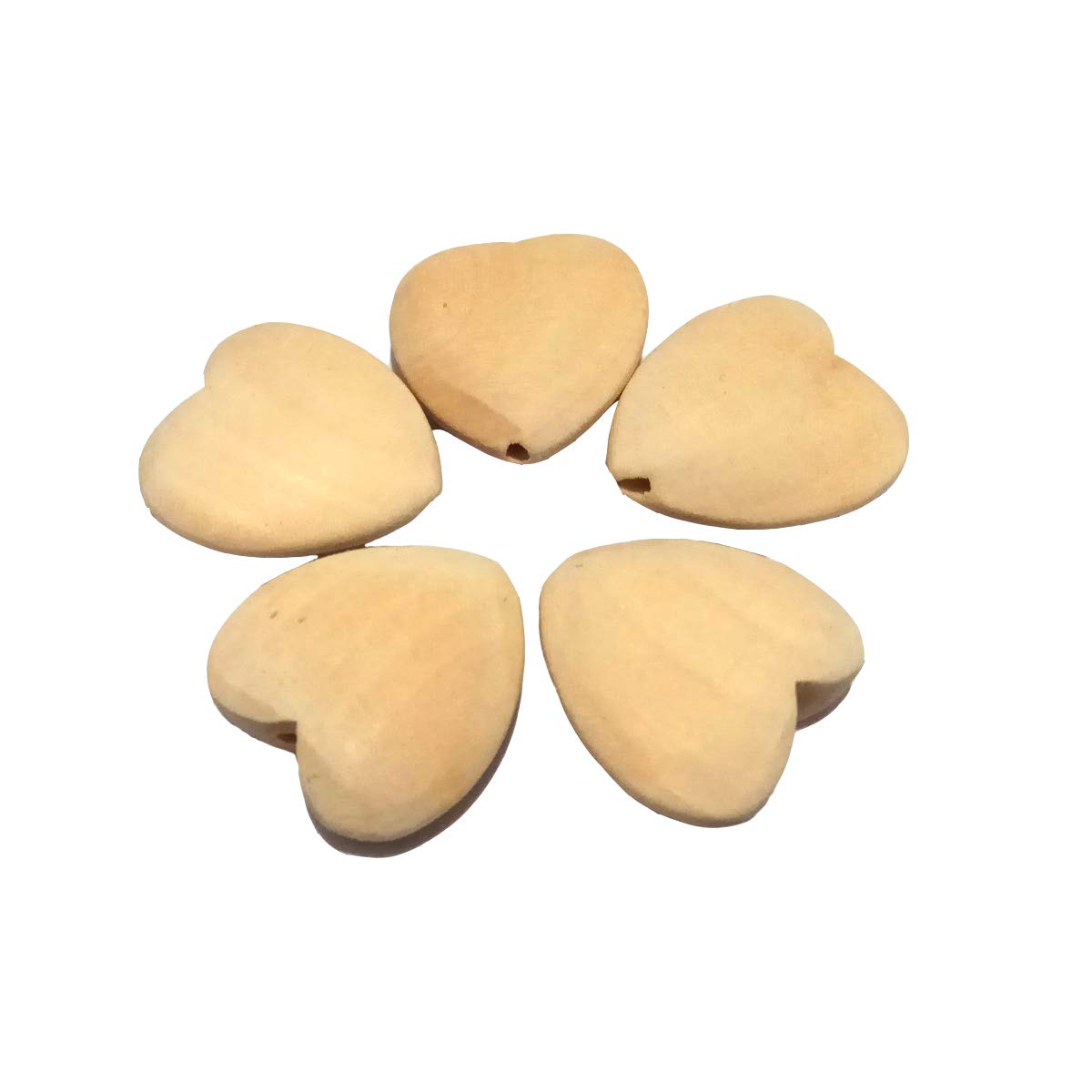 20pcs 30mm Unfinished Wood Hearts Beads with Holes Natural Heart Shape Wooden Bead for Bracelet Handing Materials DIY Beading Accessories (1.18in