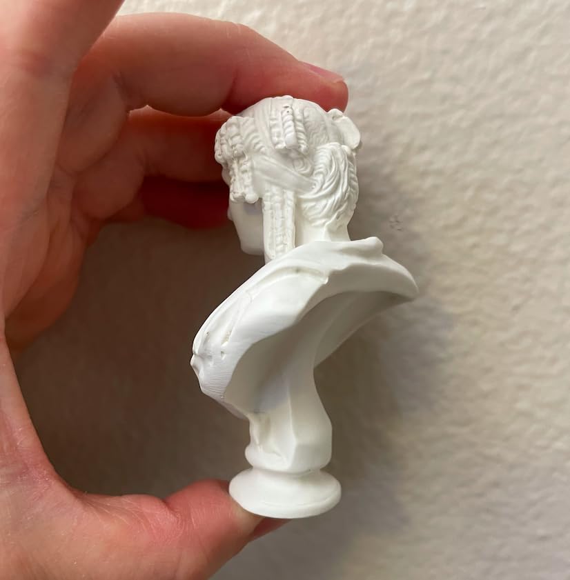 Miniature Classical Bust Sculpture, White Decorative Statue, 3 inch, Greek Style