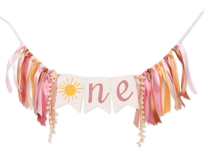 You Are My Sunshine High Chair Banner,Sun Themed First Birthday Party Decorations For Girl, Modern Sun One Garland For High Chair, Ribbon Tutu Skirt
