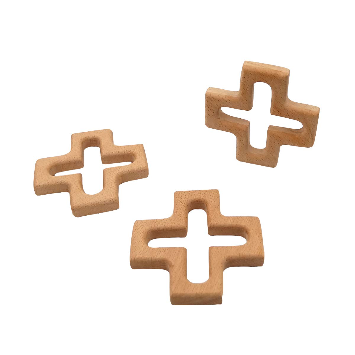 10pcs Natural Wooden Cross Children's Toy Pendant Pure Natural Beech Wood Animal Shape Toys for Handmade Home Decoration Crafts (10 pcs)