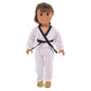 18 Inch Girl Doll Clothes White Karate / Tae Kwon Do Outfit Includes Blouse, Pants and 5 Belts - Yellow, Green, red, Blue and Black - for 18inch Girl