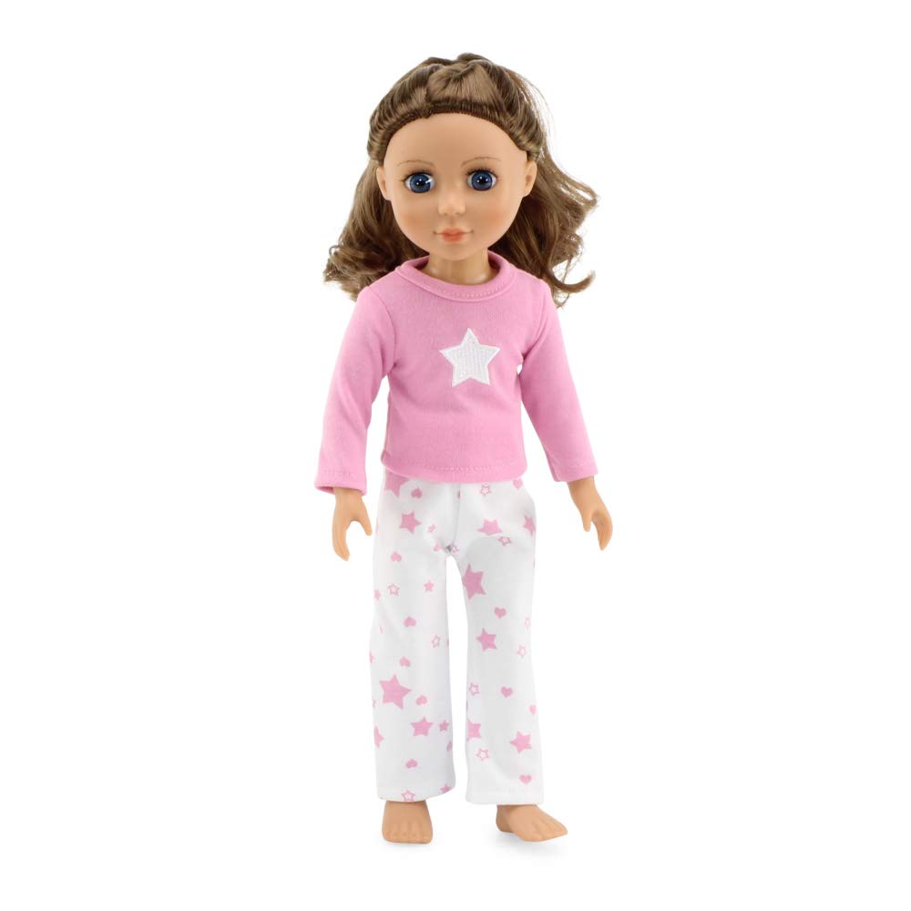Emily Rose 14 Inch Doll Bed Set with Matching Pajamas | Includes Wooden Bed, Bedding Set, and PJs | Doll Furniture & Accessories