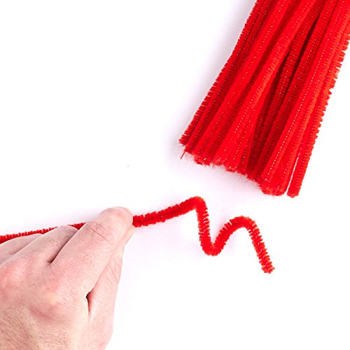 Bulk Pack of 400 Red Pipe Cleaners. Fuzzy Stick Chenille Stems for Christmas Valentine Arts and Crafts, Flowers, Animals, Figures and More - Size: 12