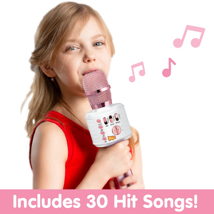 Move2Play, Kids Karaoke Microphone | Includes Bluetooth & Pre-Loaded Songs | Birthday Girls Present for All Ages, 2, 3, 4, 5+ Year Old Girls, Boys &