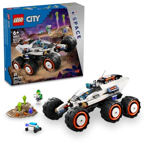 LEGO City Space Explorer Rover and Alien Life Toy, Space Gift for Boys and Girls Ages 6 and Up with 2 Minifigures, Robot and Extraterrestrial Figures,