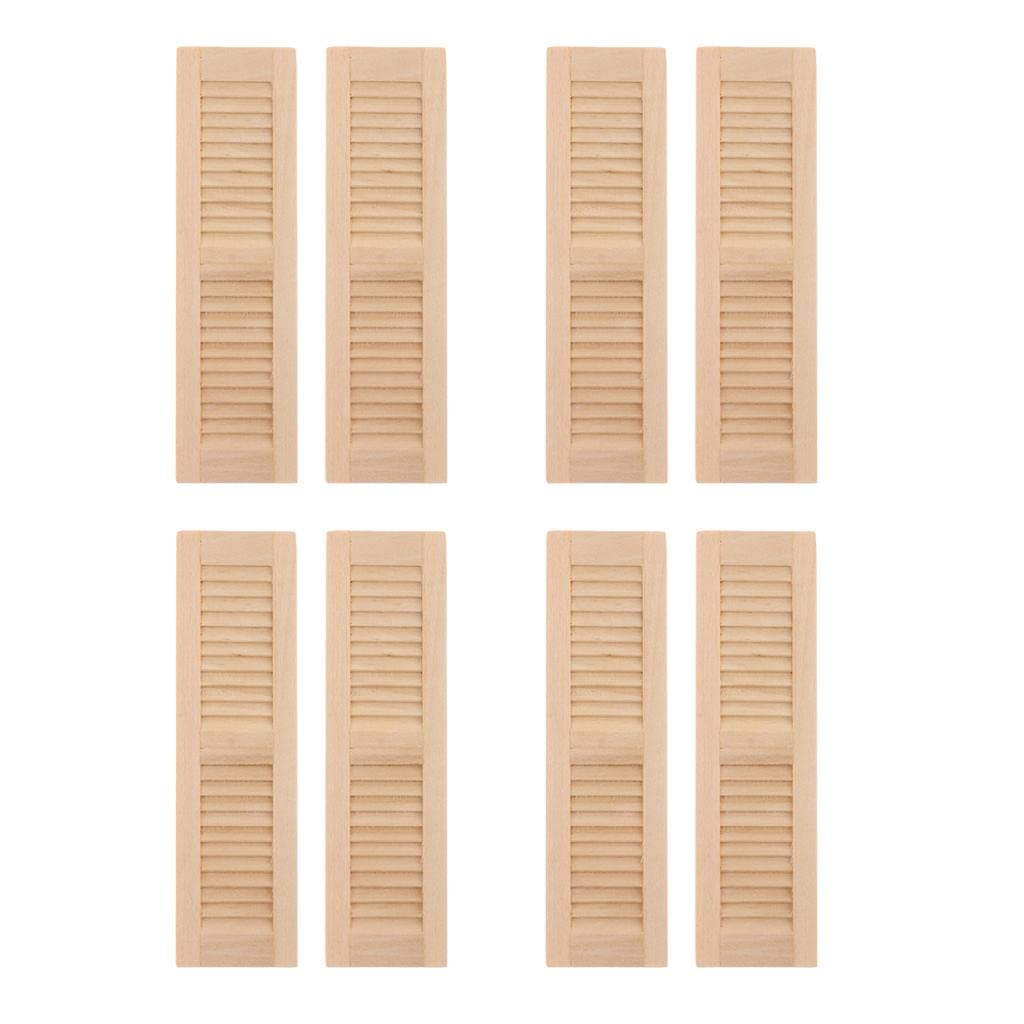 DYNWAVE Handmade 1/12 Dollhouse Furniture Wood Shutters Window, Pack of 4 Pairs, Miniatures Accessories Hands