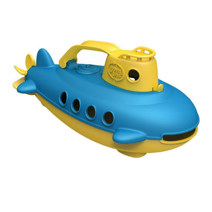Green Toys Submarine in Yellow & blue - BPA Free, Phthalate Free, Bath Toy with Spinning Rear Propeller. Safe Toys for Toddlers, Babies