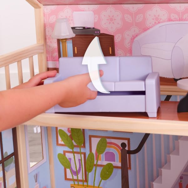 KidKraft So Darling Wooden Dollhouse on Wheels with 29 Accessories