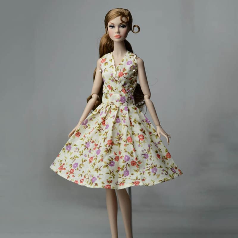 6pcs Fashion Countryside Floral Dress for 11.5" Doll Clothes Party Gown Outfits + 6 Pairs High Heel Shoes 1/6