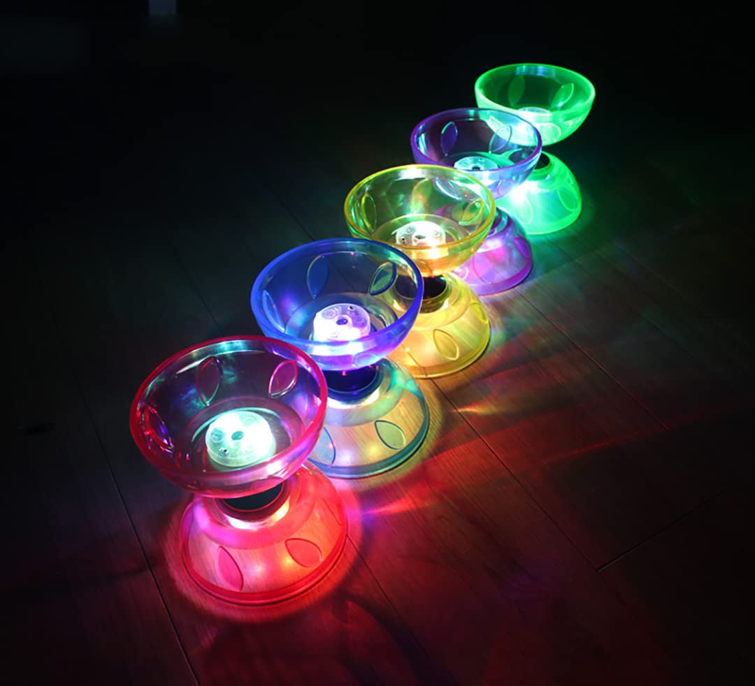 Chinese Diabolo Yoyo Set - Triple Bearing LED Diabolo Yo-yos Juggling Toys with Diablo Sticks, String & Net Bag, Easier Start/Faster/Stable & Lasts