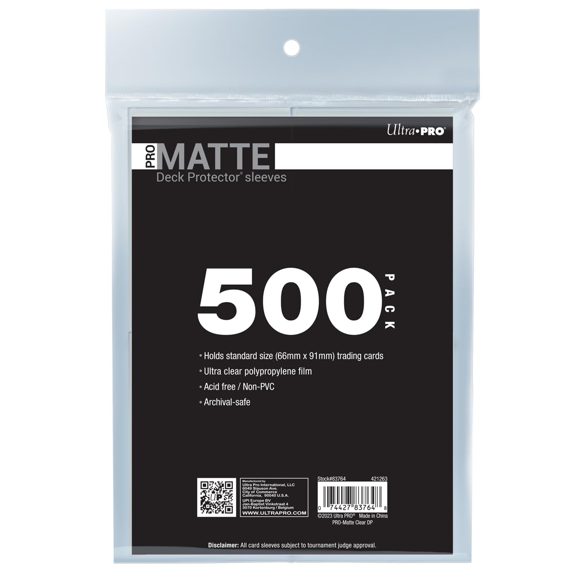 Ultra PRO - 500ct Clear PRO-Matte Standard Card Sleeve Deck Protector, Protect & Store Collectible Cards, Sports Cards, MTG, D&D Cards, Sized to Fit