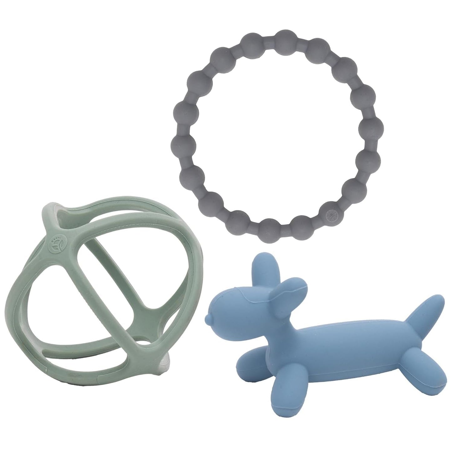 WeeSprout Silicone Baby Teether Toys for Infant Babies and Toddlers, Cute Ring, Puppy Dog, and Ball, Soft and Flexible, BPA Free, Boys and Girls