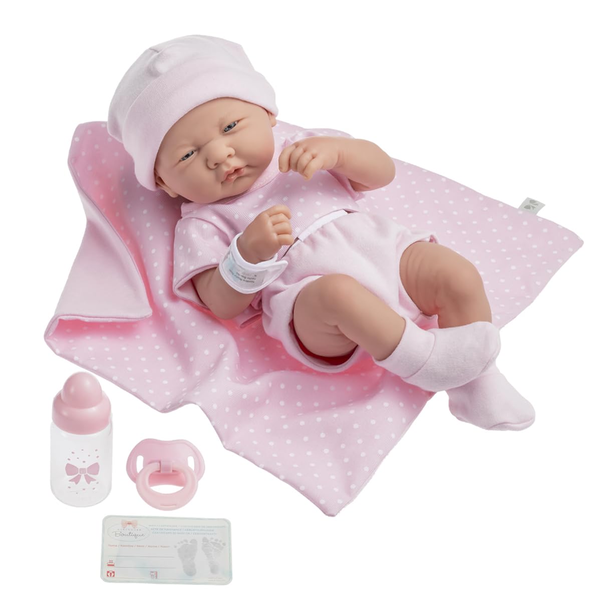La Newborn Boutique 14" Realistic Baby Doll - 9-Piece Layette Gift Set, Soft Vinyl, Posable Limbs, Lifelike Detail - Anatomically Correct Real Girl!