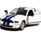 KiNSMART 2007 Ford Shelby GT500 with Racing Stripes 1:38 Scale 5 Inch Die Cast Metal Model Toy Muscle Car (White)