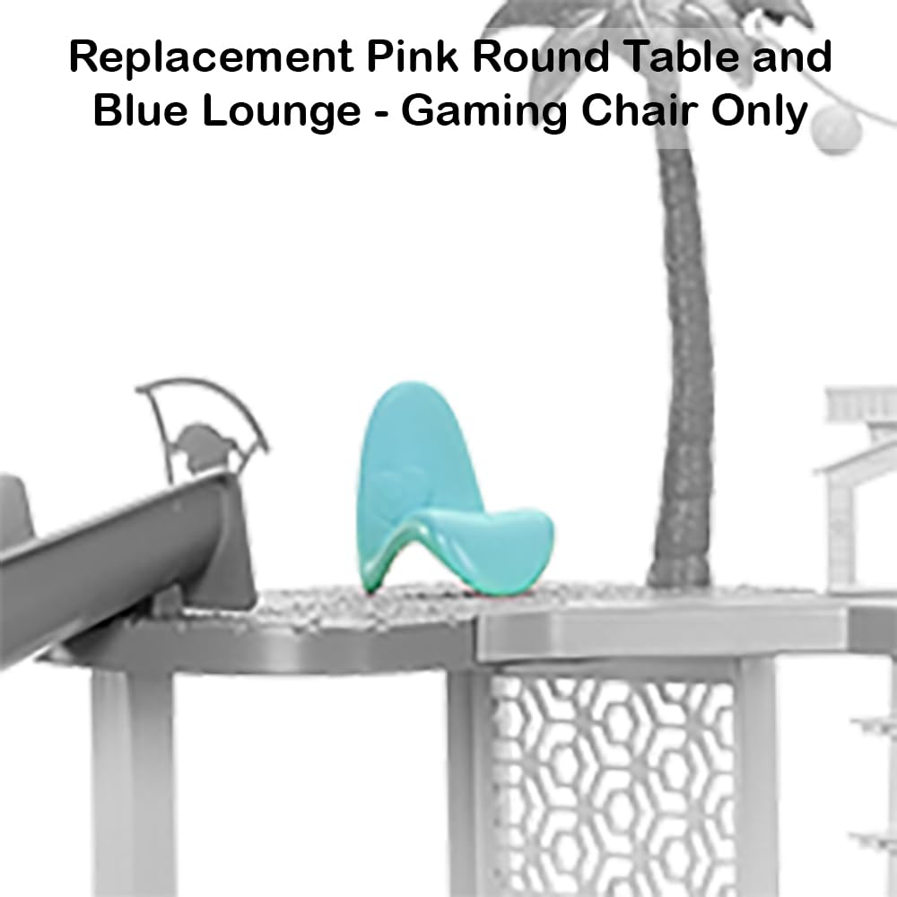 Replacement Parts for Barbie Doll Dreamhouse Doll House Playset HMX10 - Replacement Pink Round Table and Blue Lounge - Gaming Chair