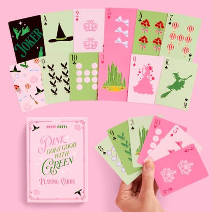 xo, Fetti Pink + Green Witch Playing Card Set - 54 pcs | Bachelorette Game, Birthday Party Activity, Girls Night Decor, Kids Card Deck Accessory