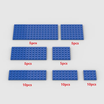 Classic Building Plate Assortment Pack, 50pcs Blue Bulk Plates with 7 Size Building Plate Base Plate, Compatible with Lego Parts and Pieces, Building