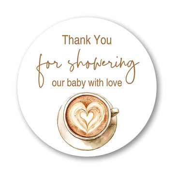 Coffee Baby Shower Thank You Favor Stickers - Set of 40