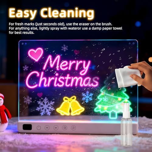 16" Rechargeable Led Drawing Board for Kids with 13 Light Effect, Glow Doodle Acrylic Dry Erase Board-Built-in Stand, Light Up Drawing Tablet