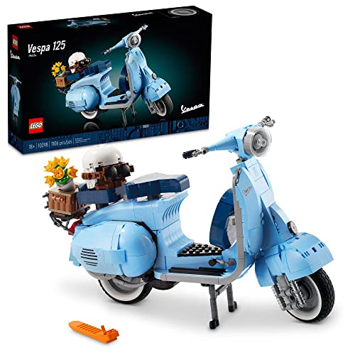 LEGO Icons Vespa 125 Model Building Kit - Vintage Italian Scooter DIY Craft Kit for Adults, Ages 18+ - Gift for Birthdays - Includes Kickstand