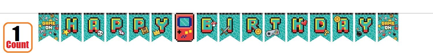 Oojami Video Gaming Party Supplies 3 Pack, 54x108" Table Covers + Banner