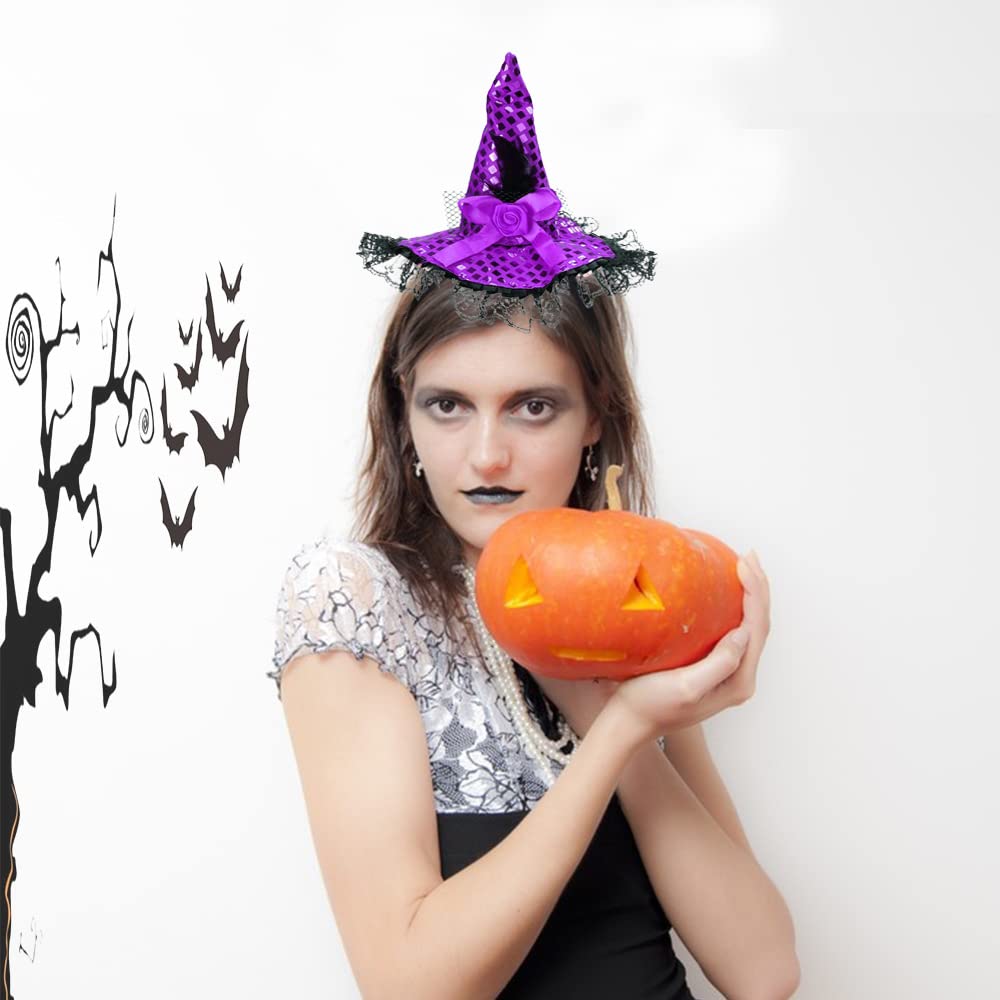 Oarkive Witch Headband Cute Witch Hat Halloween Witch Headpiece Witches Headband for Women for Halloween Party Cosplay Witch Costume