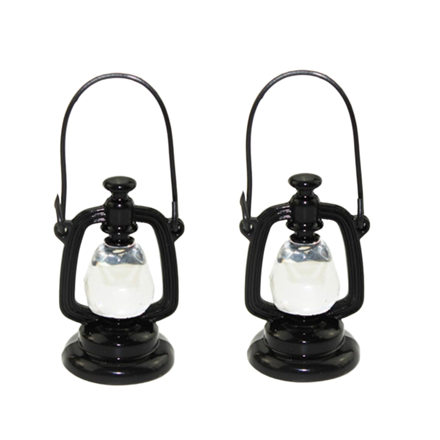 2Pcs Black Dollhouse Decoration Accessories, 1:12 Dollhouse Miniature Scene Model Hurricane Lantern Play Toy, Décor, Dollhouse Accessories (23 x 43