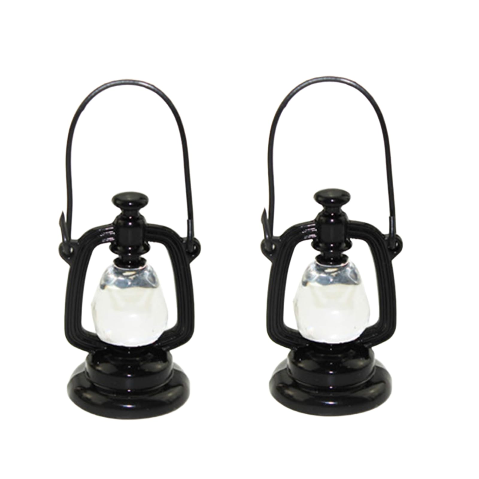 2Pcs Black Dollhouse Decoration Accessories, 1:12 Dollhouse Miniature Scene Model Hurricane Lantern Play Toy, Décor, Dollhouse Accessories (23 x 43
