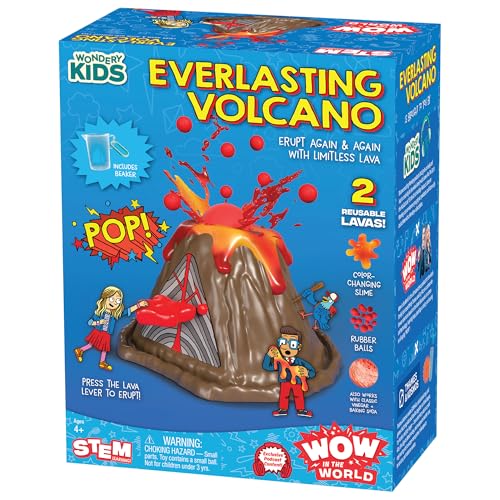 Wow in The World Everlasting Volcano | Erupt Your Volcano Again & Again, Slime Lava, Rubber Lava Rocks, Companion Audio Content, Bonus Reusable