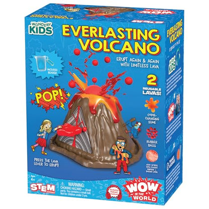Wow in The World Everlasting Volcano | Erupt Your Volcano Again & Again, Slime Lava, Rubber Lava Rocks, Companion Audio Content, Bonus Reusable