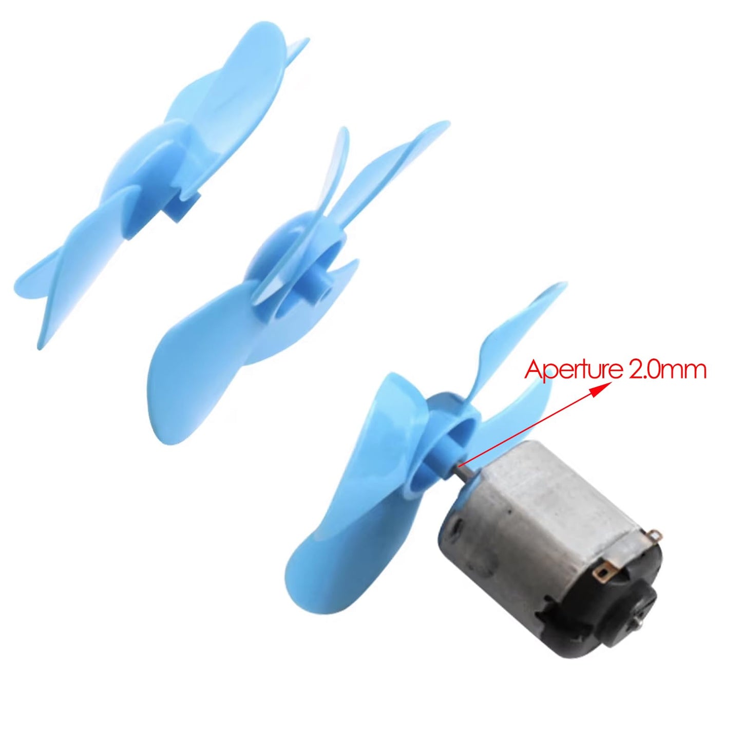 40PCS 4-Blade Propeller Blades, 2mm Shaft Mini Plastic Propellers for DC Motor, Compatible with Mini Fan, Remote Control Boat, Windmill Model, Science
