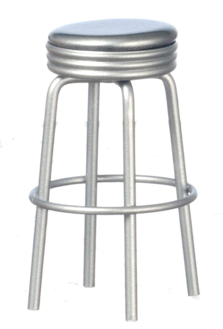Dollhouse Miniature Silver Retro Diner Stool