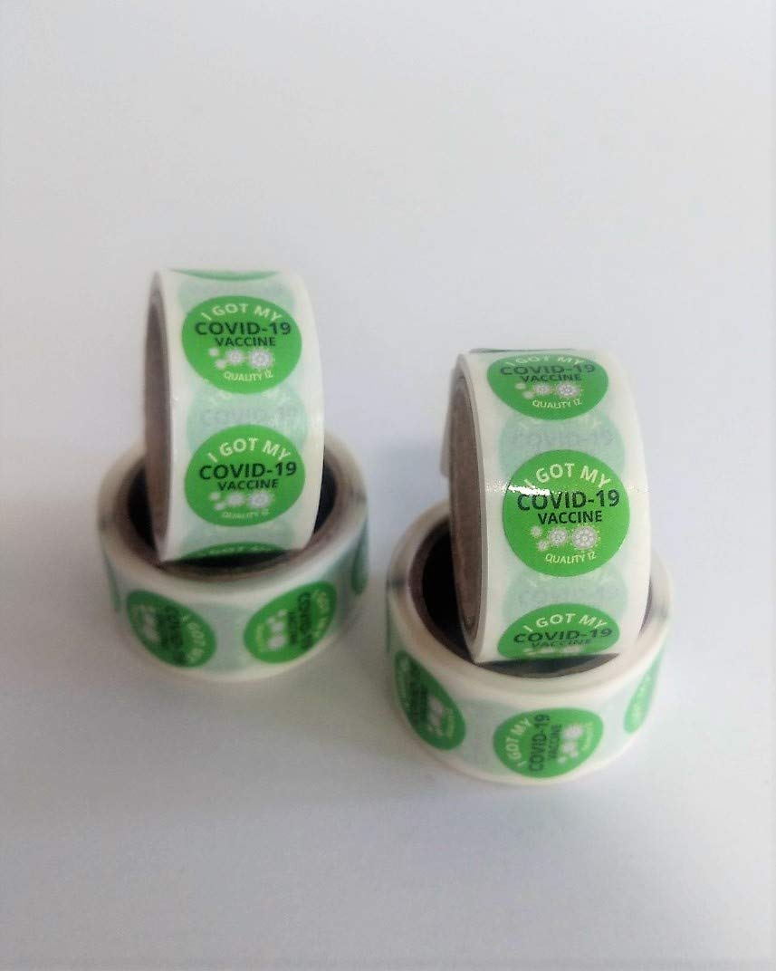 0.5" I Got My COVID-19 Vaccine, Stickers (Green, 100 Per Roll, 3 Inch Core)