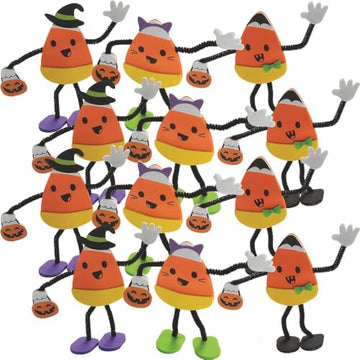 Fun Express Halloween Candy Corn Characters in Costume Craft Kit - Craft Kits - 12 Pieces