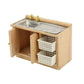 EatingBiting 1:12 Dollhouse Miniature Furniture Bathroom Kitchen Sink with Cabinet Basin Set Dolls House Light Oak Sink Unit w Towel Rail Miniature