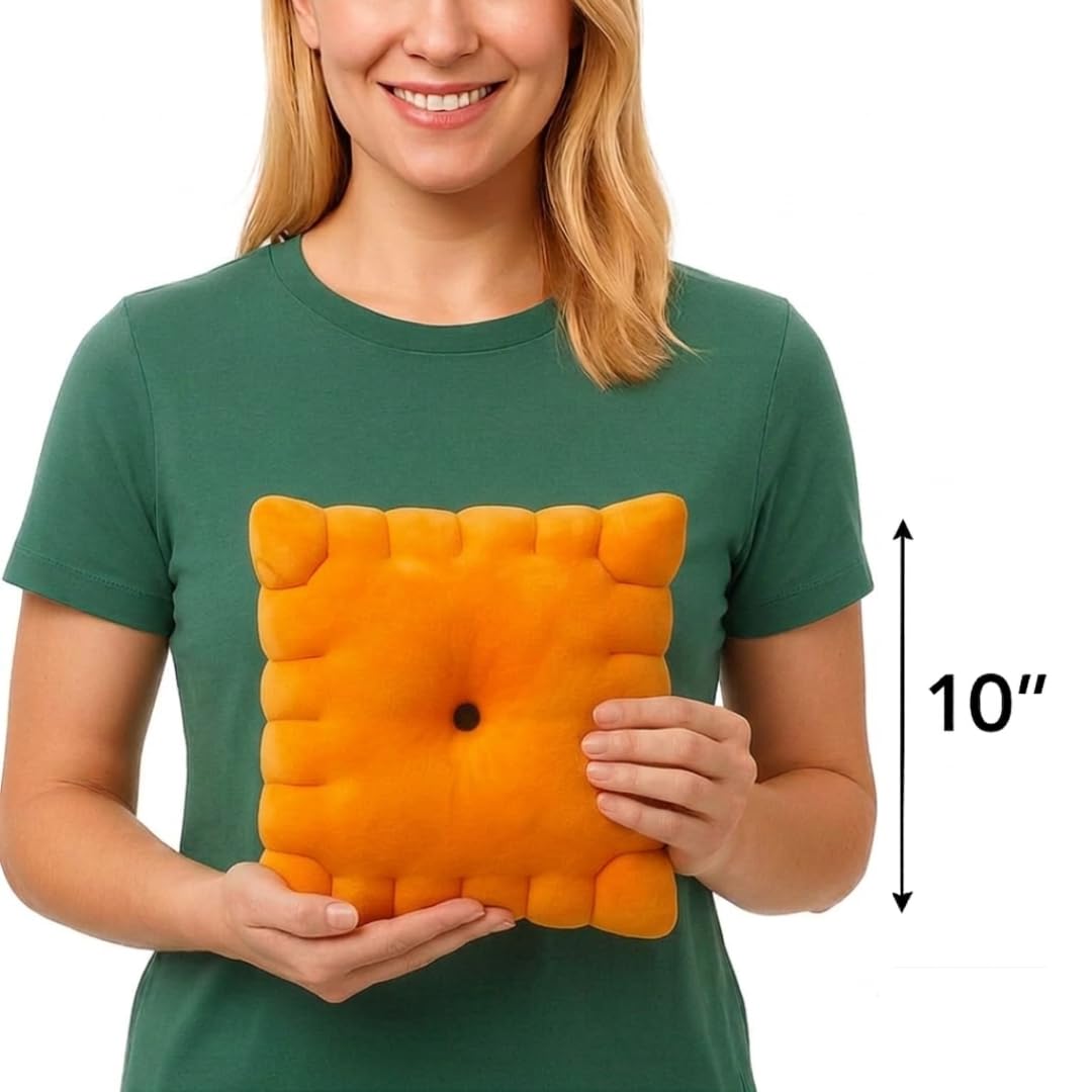 Snack Plushies Cheese Cracker Plush Pillow - 10" Soft & Huggable Stuffed Food Plush Toy - Cute Snack-Inspired Cuddly Gift for Kids & Adults