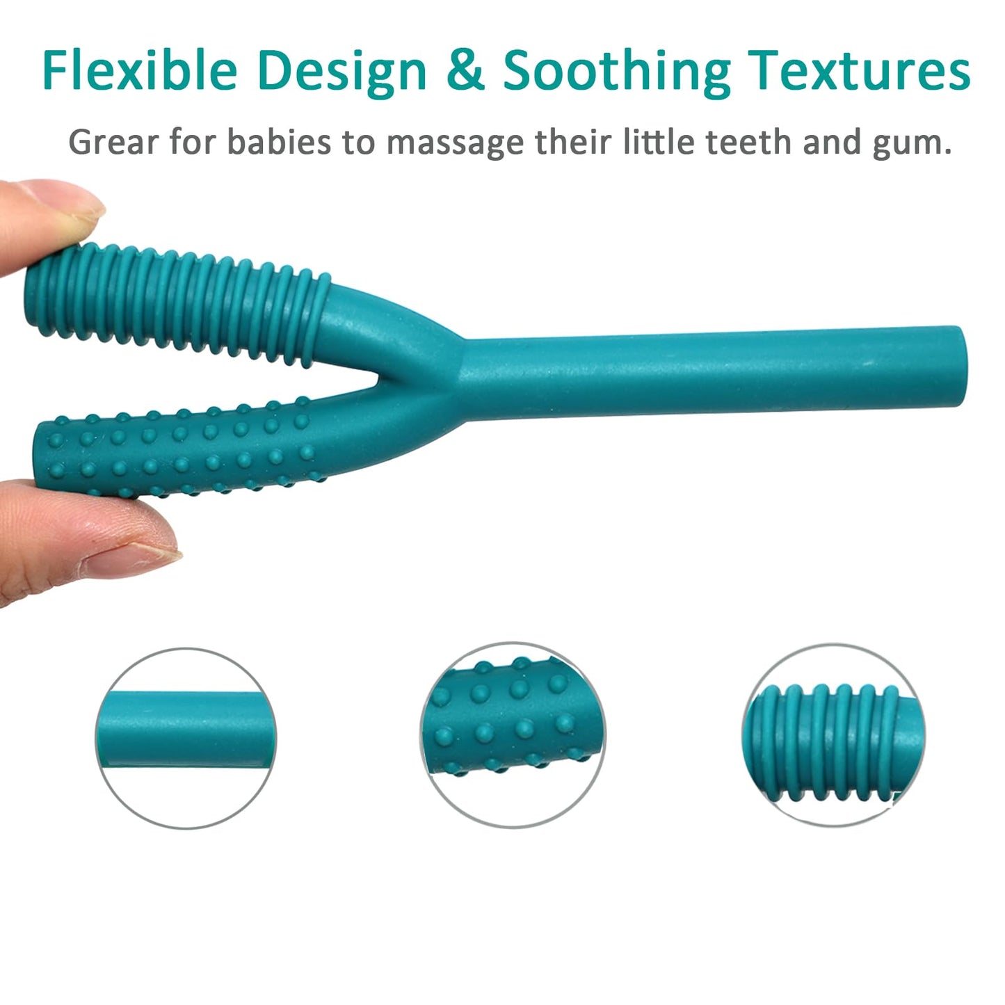 Teether Tubes for Babies 3-6 Months, 3 Pack Silicone Hollow Chew Tube Toy for Autistic Children, Y Shape Chewable Straw Baby Teether Toys for Infants