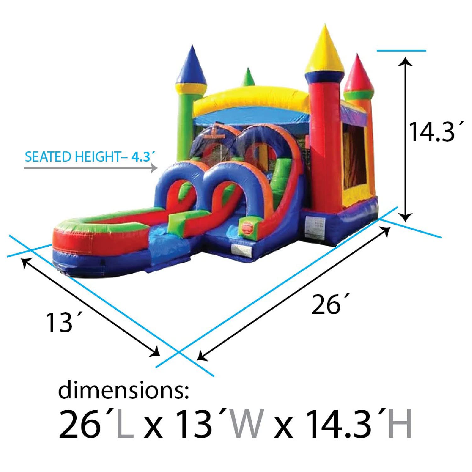 TentandTable Kids Inflatable Bounce House with Water Slide, Rainbow