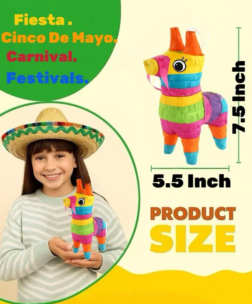 GIFTEXPRESS 6 Pack Mini Donkey Pinatas 7.5x5.5", Rainbow Party Decoration for Cinco De Mayo, Pinatas for Fiestas, Taco, Llama Birthday, Carnival
