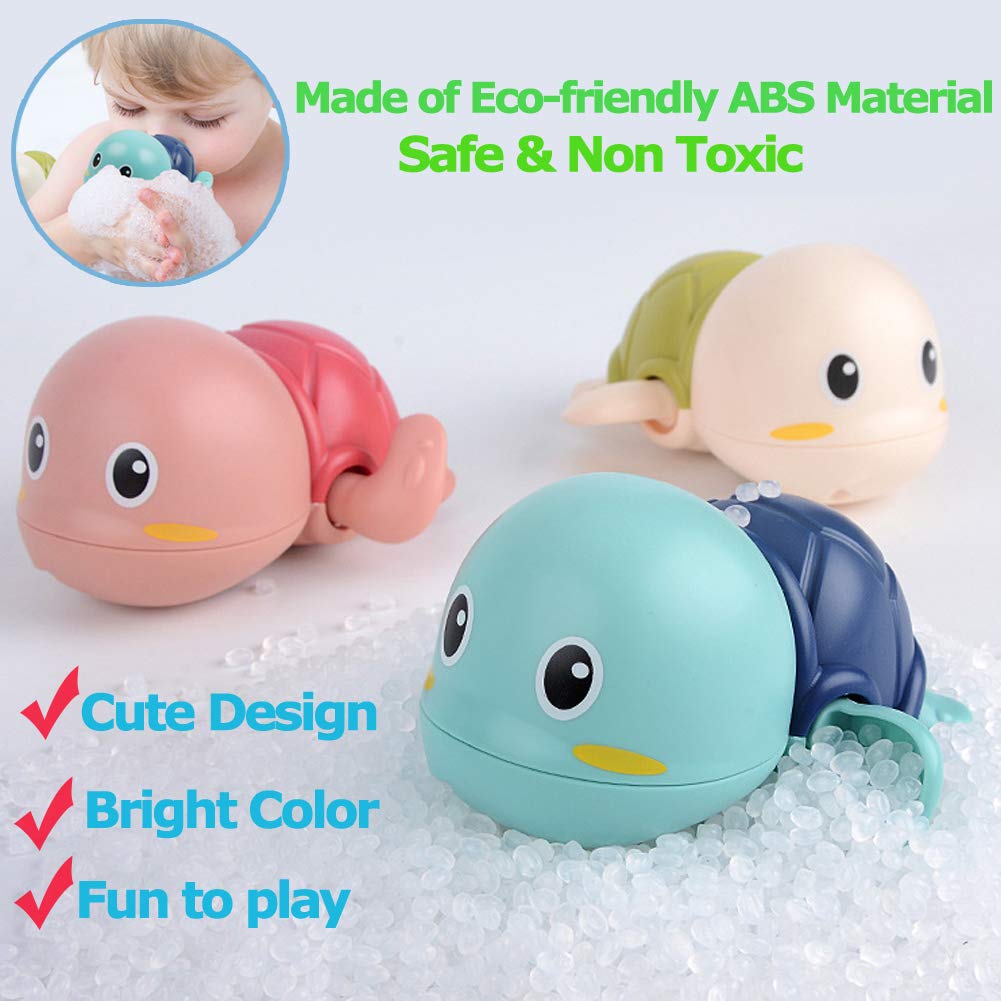 Baby Bath Toys-Wind up Turtle Bathtub Toys,Toy for Babies 6-12 Months Floating Swimming Turtles for Boys Girls,Baby Shower Bathtime Fun Pool Toys