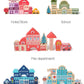 moderngenic 181pcs 'Streetscape' Wooden Building Block Set for Toddlers, Jigsaw Puzzle City Map, 11 Buildings (3 Extra Bonus: Circus, Zoo